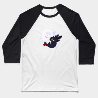 Yin and Yang Axolotl Dragons Reverse Baseball T-Shirt